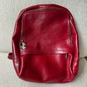 Red Italian Leather Backpack